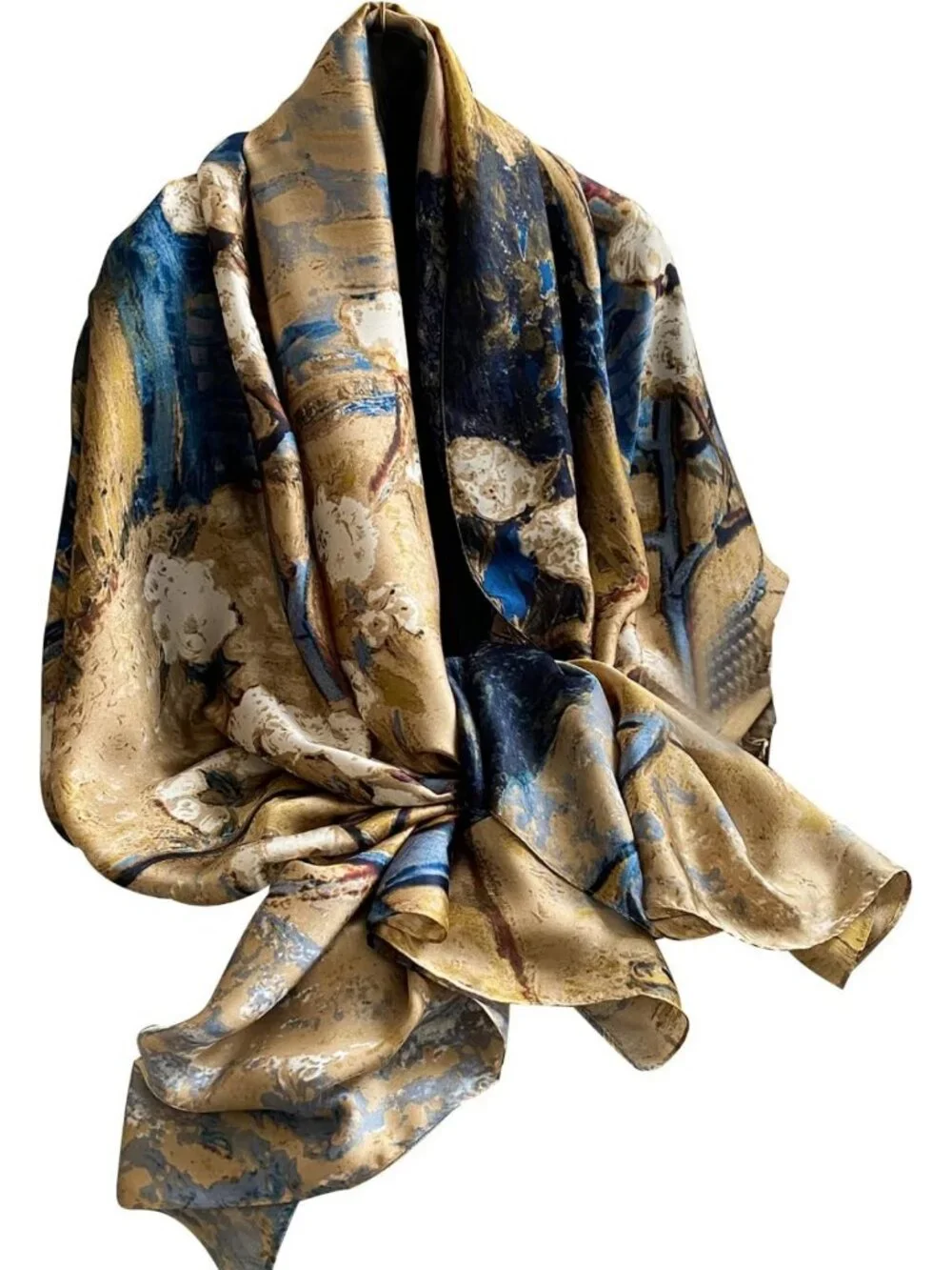 Luxury 100% Mulberry Silk Scarf - Long Lightweight Satin Wrap for Women